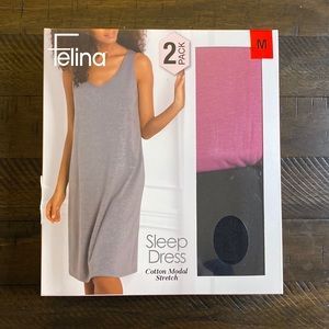 Brand New Felina 2 Pack Sleep Dresses Size M Burgundy and Black Sleeveless